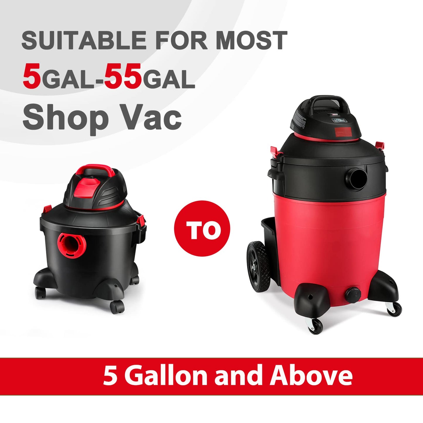 Shop-Vac 5989400 8 Gallon 6.0 Peak HP Wet/Dry Vacuum + 90585 Foam Sleeve Filter 5 Pack