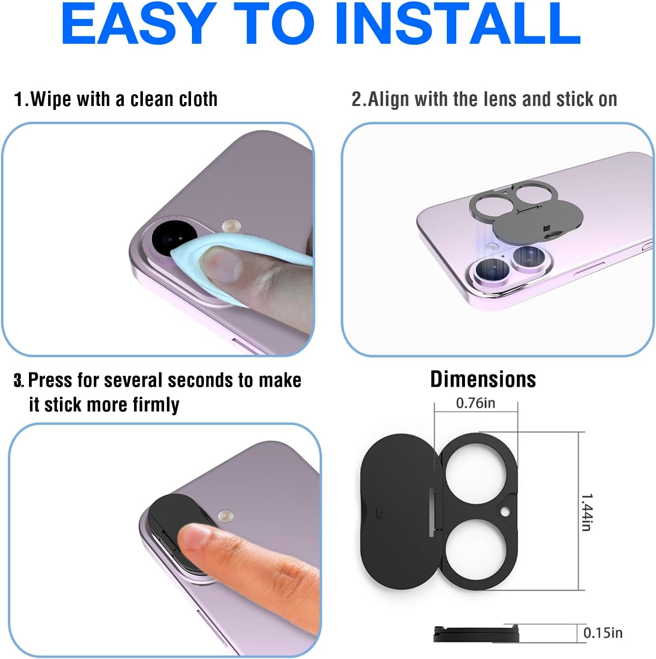 16/17 Security(2 Pack) Privacy Cover Compatible for iPhone |with Front Camera Cover,Protect Privacy and Security