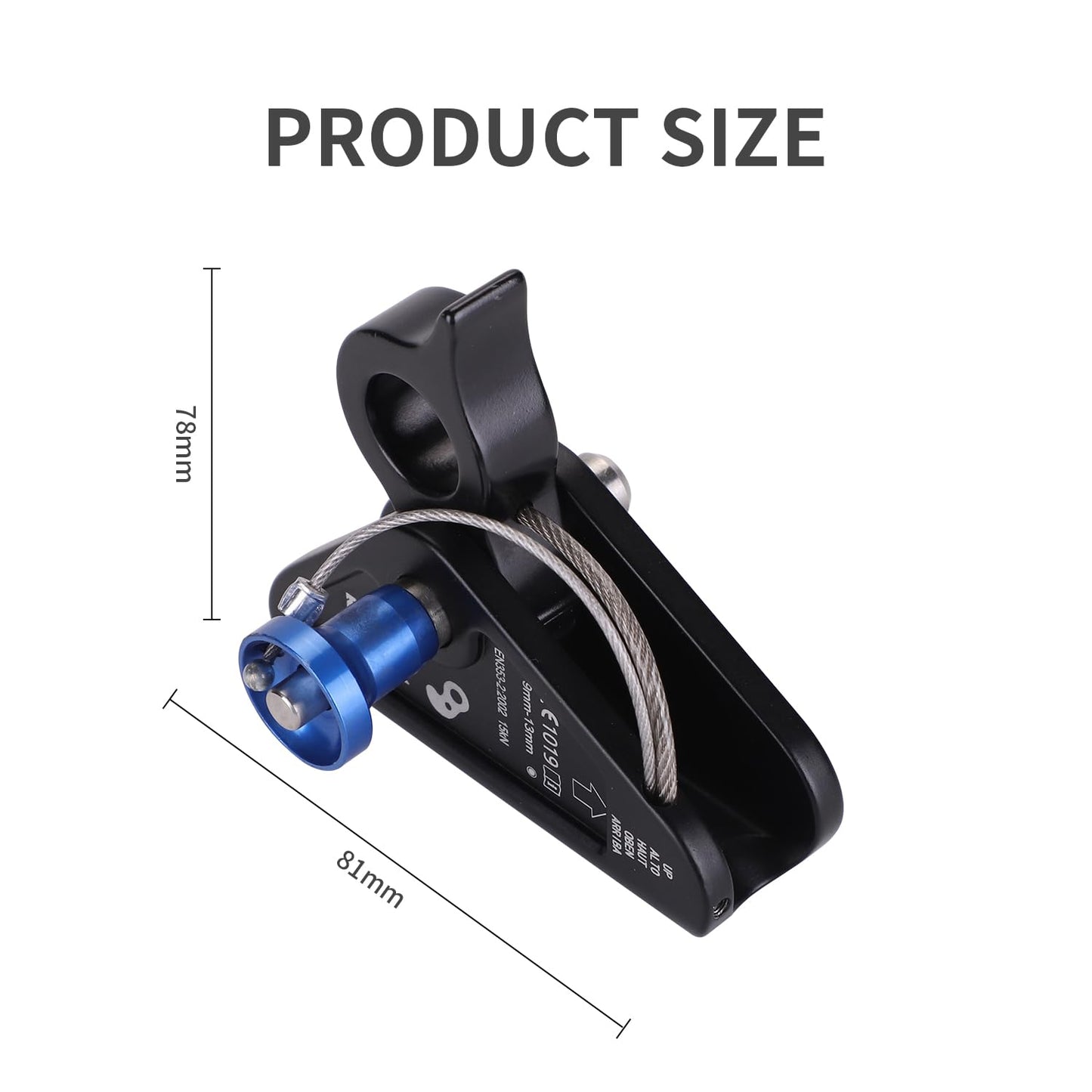 REISIO 15KN Detachable Rope Grab Ascender,11-12 MM Rope Flip Line Climbing Ascender for Rock Climbing, Tree Climbing and Rescue Mountaineering Tree Arborist Caving (ZWQ-002)
