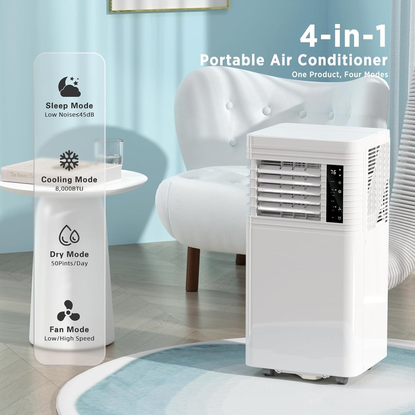 COWSAR 10000 BTU Portable Air Conditioner | Cools Up to 450 Sq.Ft, 4-in-1 Multi-Functional AC with Remote, LED Display & 24H Timer, Full Installation Kit Included