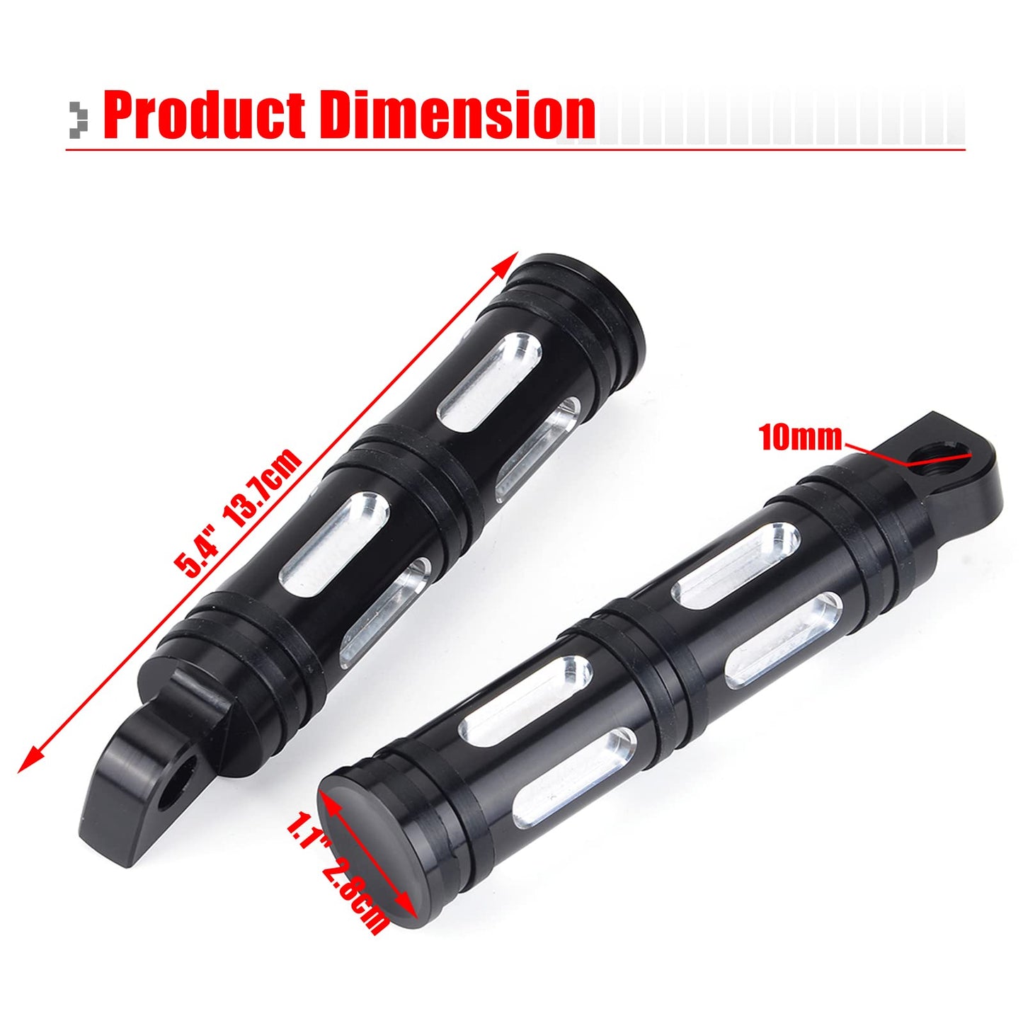 Goldfire 1 Pair Motorcycle Foot Pegs CNC Cut Male Front & Rear Foot Pegs Foot Rests Motorcycle Passenger Pedals Compatible with Harley Sportster, Dyna, Road King (Black)