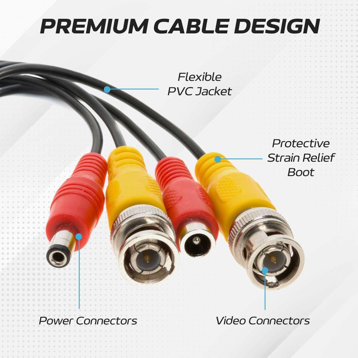 50FT Cables Direct Online Black Premade BNC Video Power Cable Extension Wire for CCTV, Security Camera, DVR