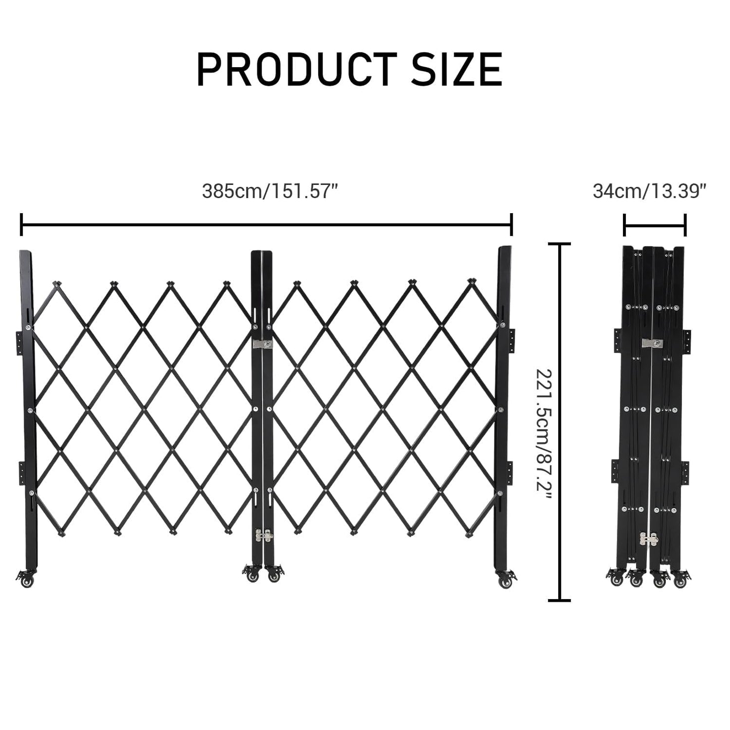 Heavy Duty Expandable Scissor Gate with Easy Lock for Garage & Garden Security