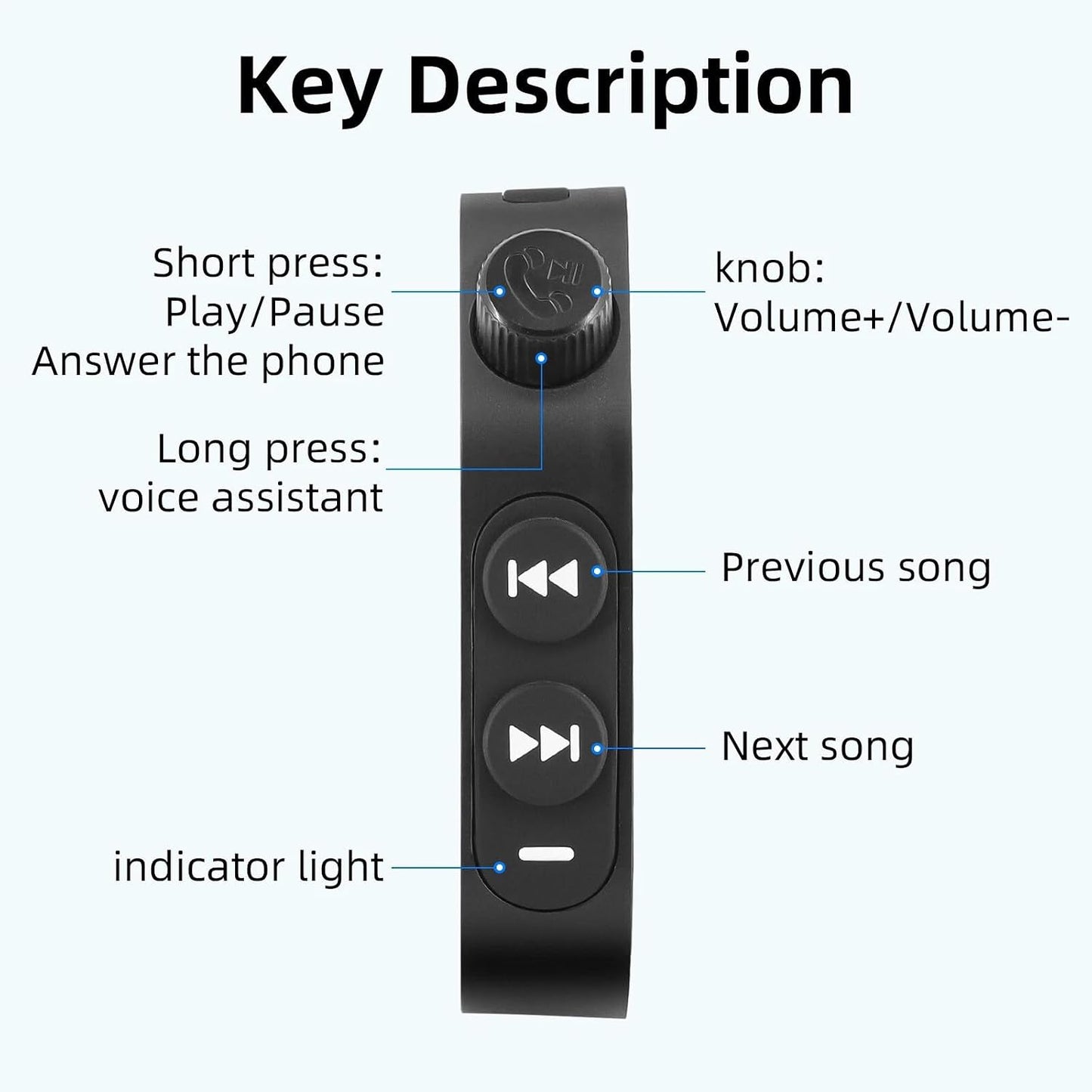 MLKOSS Bluetooth Media Button Remote Wireless Handlebar Remote Controller for Car Bike Motorcycle new