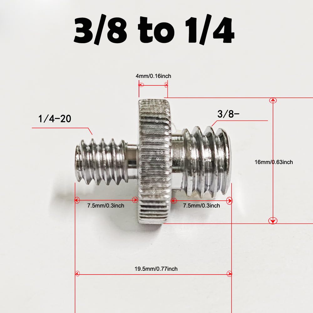 ThtRht 6 Pack 1/4 inch 3/8 inch 3/8'' 1/4''-20 Camera Tripod Adapter to Light Stand Adapter to Tripod Screws Adapter