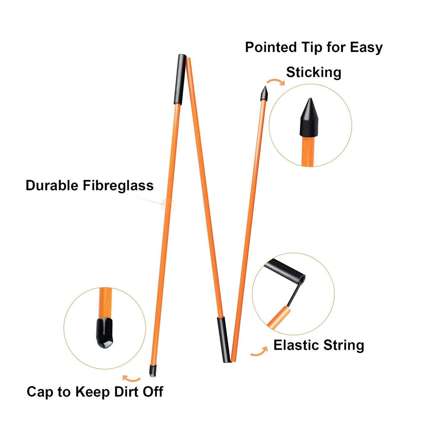 Eshan Golf Alignment Sticks 2 Pack Swing Training Aid Equipment Collapsible Trainer Practice Rods Posture Corrector in Handy Storage Tube Case for Men Women Golfer Swinging (Orange)