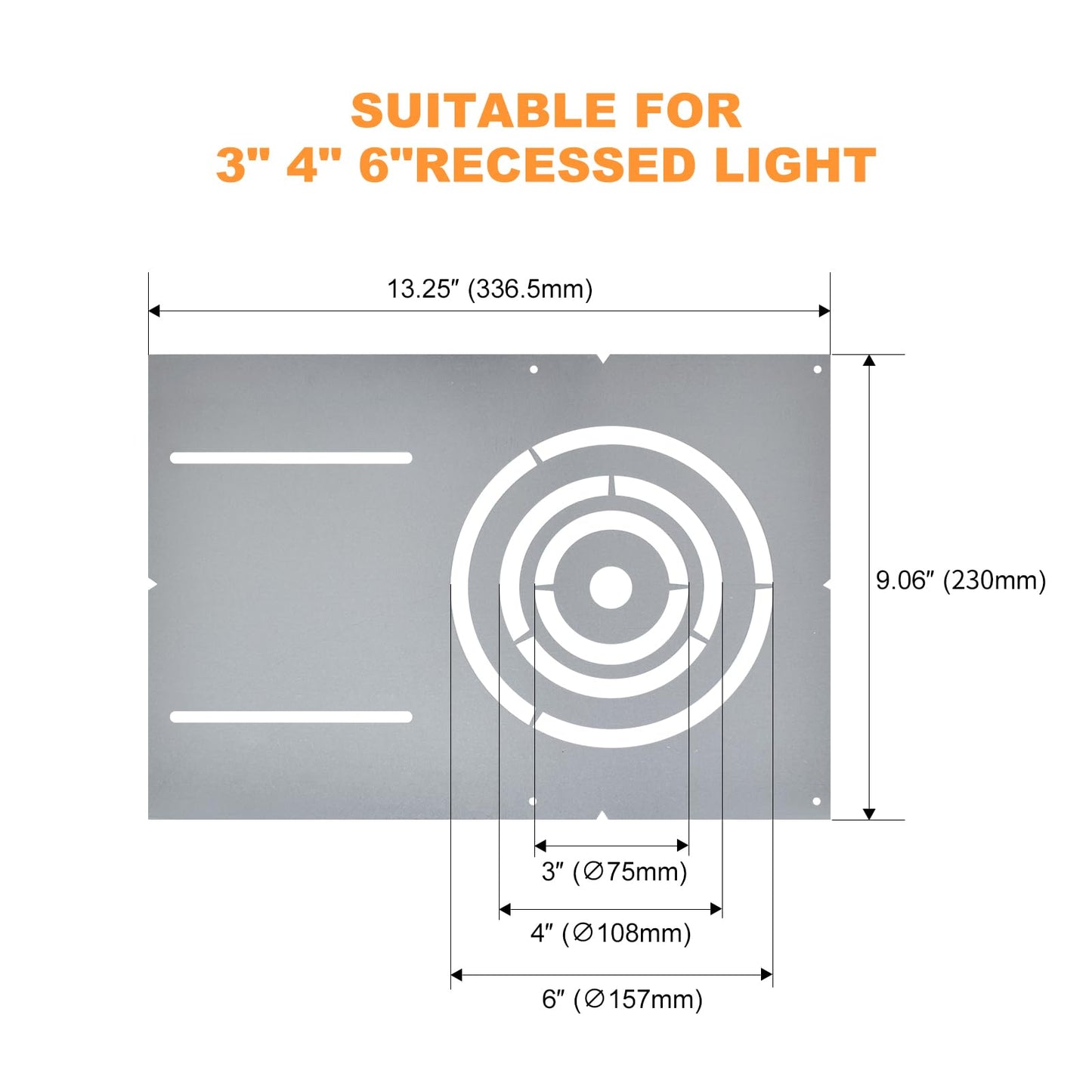 48 Pack New Construction Mounting Plate with 3-4-6" Round Hole –13× 9" Galvanized Steel Recessed LED Light Plate in Wafer Light Bracket, Thin Recessed Ceiling Light with Junction Box