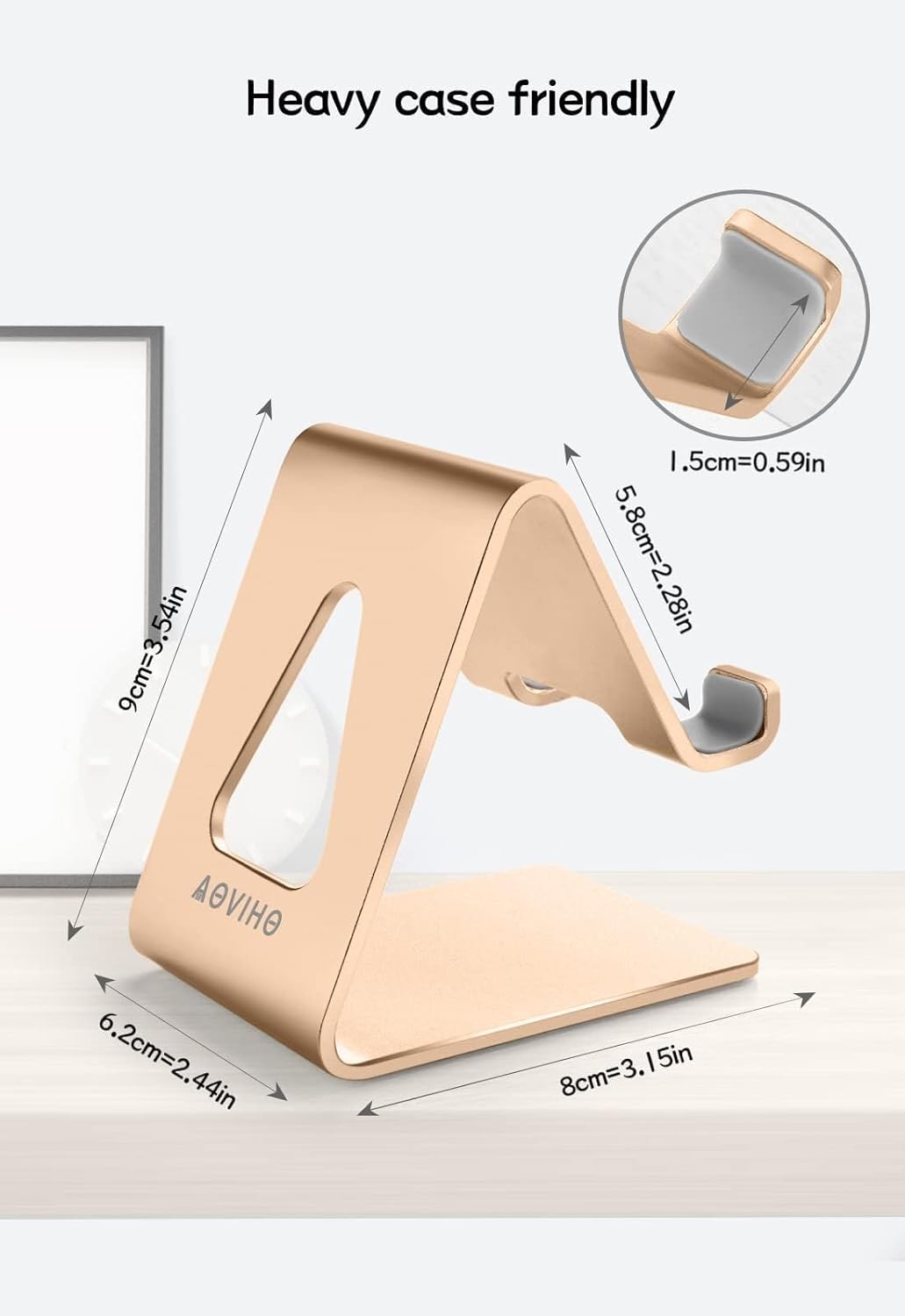 Aoviho iPhone17 16 15 14 13 12 11 8 7 6 6s Desk Cell Phone Stand Phone Holder, Aluminum Phone Cradle Dock for pro Mini