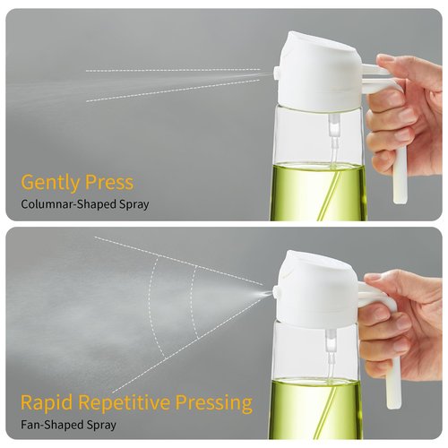 DOPUDO Oil Sprayer for Cooking, 2 in 1 Olive Oil Dispenser Bottle for Kitchen, 16oz/470ml Premium Glass Oil Bottle, Food-grade Oil Mister for Air Fryer, Salad, Frying, BBQ (Creamy Black)
