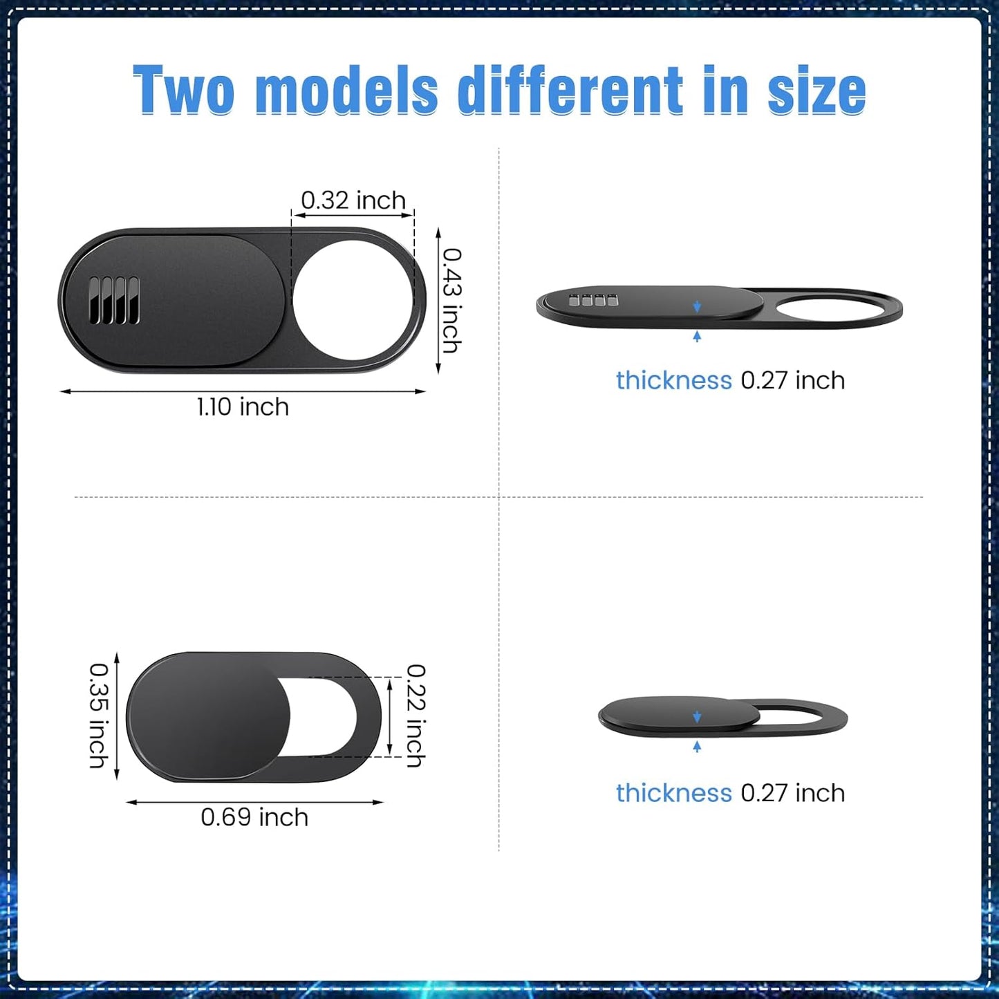 Toojcc Slide,3 Large+3 3/Y Laptop Camera Cover Small Ultra Thin Webcam Cover for Laptop,Computer,Tablet,Apple Devices