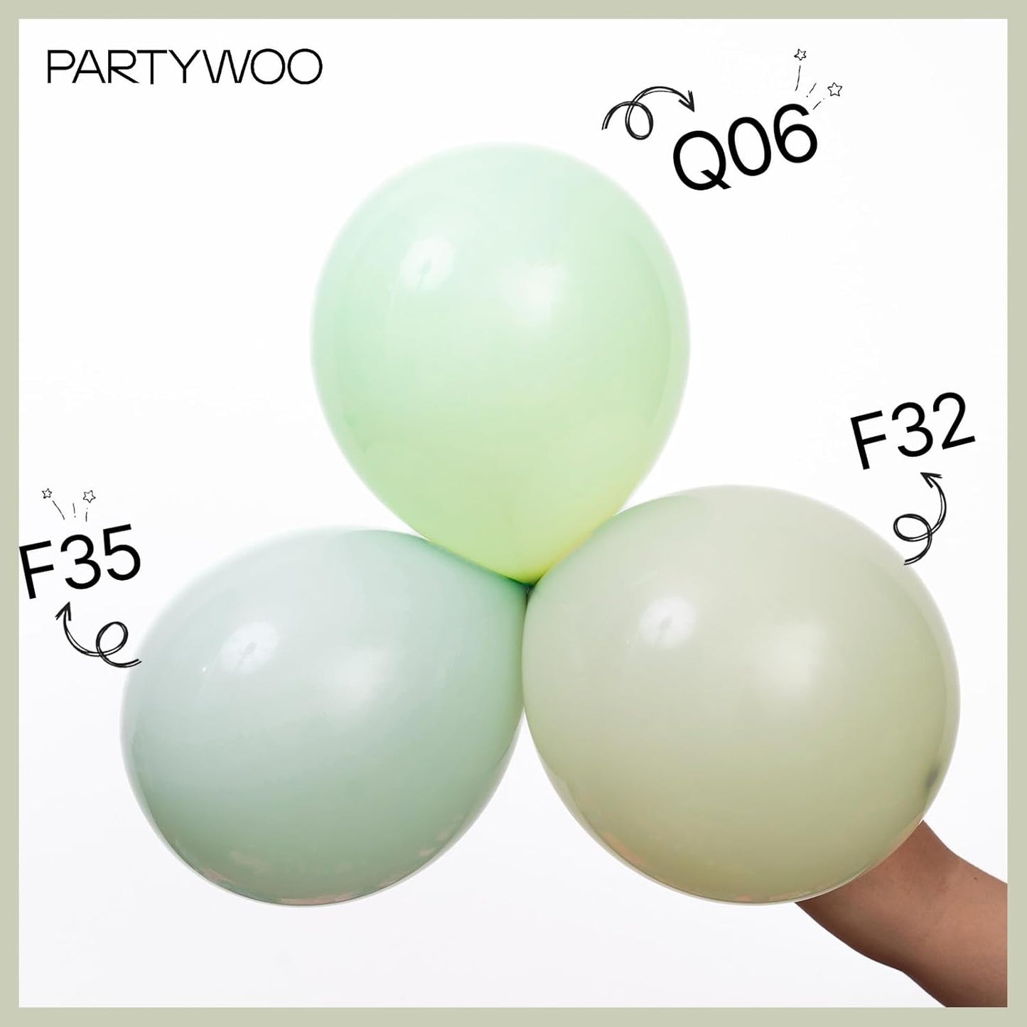 PartyWoo Sage Green Balloons - 50pcs 12 Inch Boho Dusty Olive Latex for Birthday & Wedding Decor