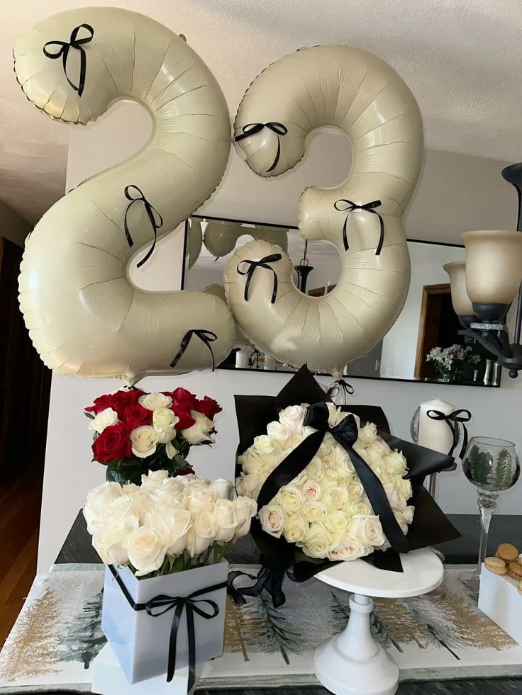Number Balloons by [Brand Name] - 40-Inch Cream 19 Foil Balloons for Birthday & Wedding Celebrations