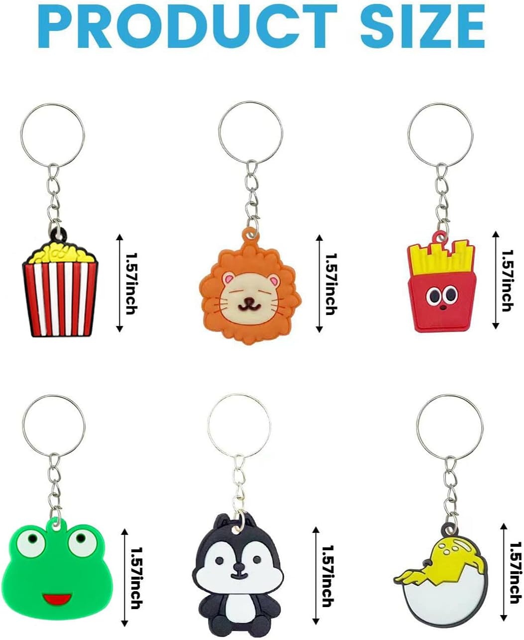 Skiennix 100pcs Cartoon Keychains - Mini Cute Keyrings for Kids' Party Favors | 20 Vibrant Colors