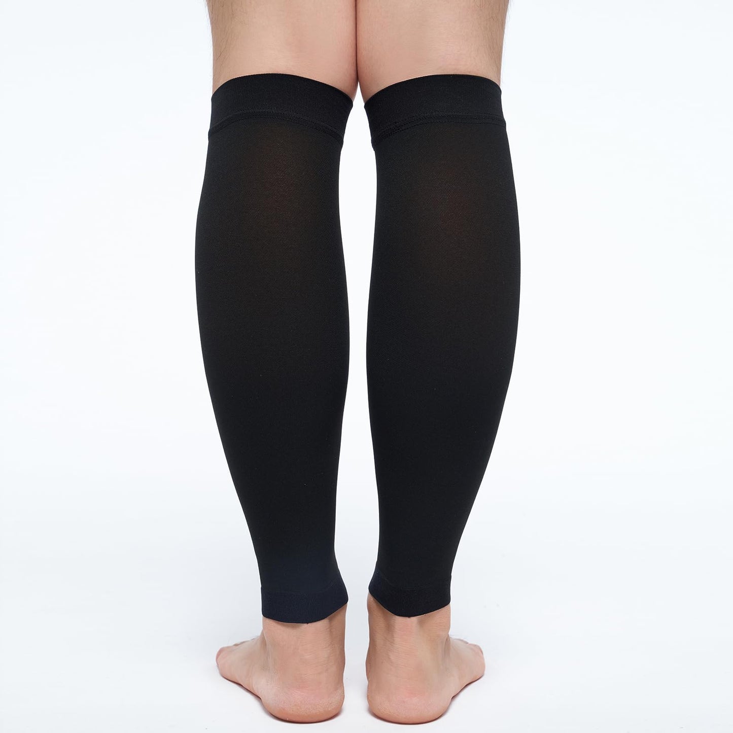 EVOPLECI 8-15 mmHg 1Pair Men and Women Wide Calf Sleeve Brace Compression Socks for Leg Support, Pain Relief (BLACK, M)
