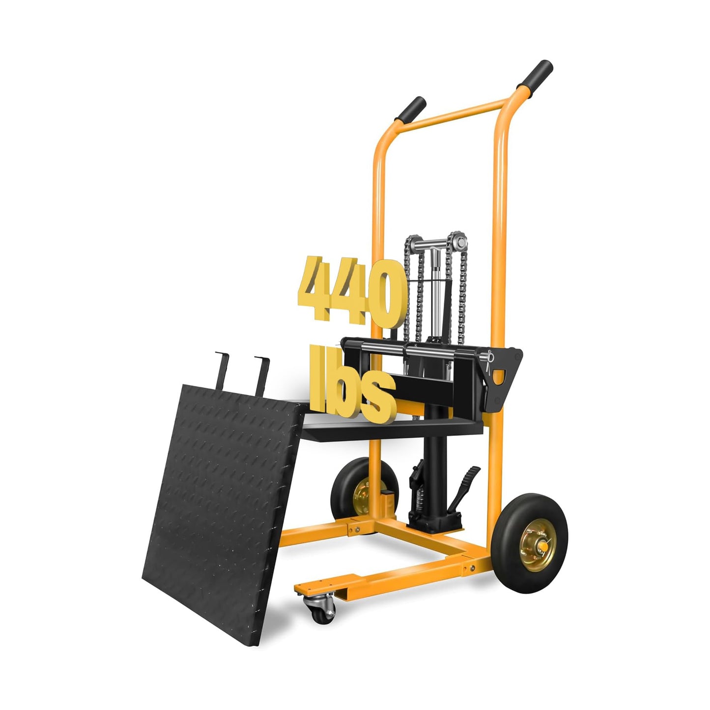 Apollo Material Lift Stacker, Hydraulic Pallet Truck Dolly 440 lbs Capacity, 35.8" Max Lift, Pallet Stacker with Swivel Casters and Steel Platform