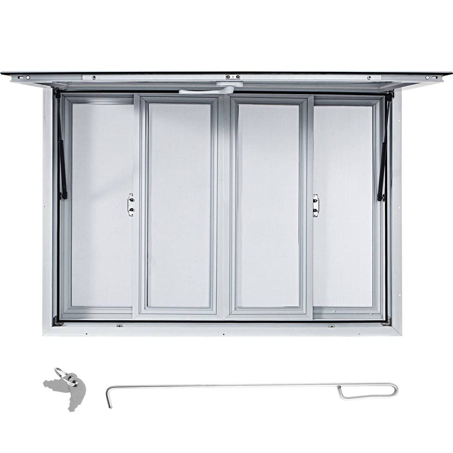 VEVOR Concession Window for Food Trucks Concession Trailers, 53 x 33 inch, Aluminum Alloy, with 4 Horizontal Sliding Screen Windows & Awning Door & Drag Hook