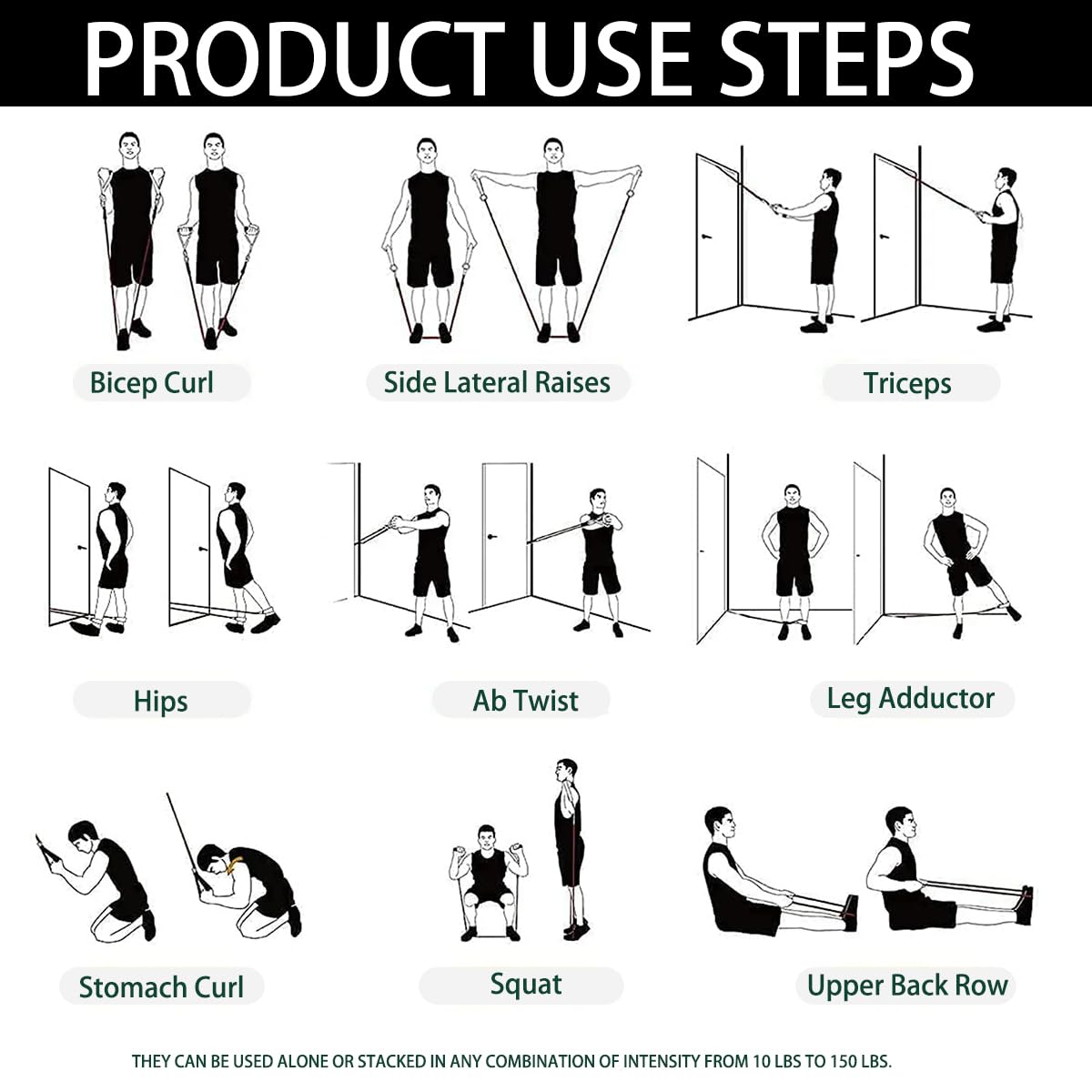 Resistance Bands with Handles, Single Resistance Tubes, Workout Bands with Handles, Durable Exercise Band For Stretching, Home Workouts, Physical Therapy, Fitness, Natural latex (Black-X Heavy)