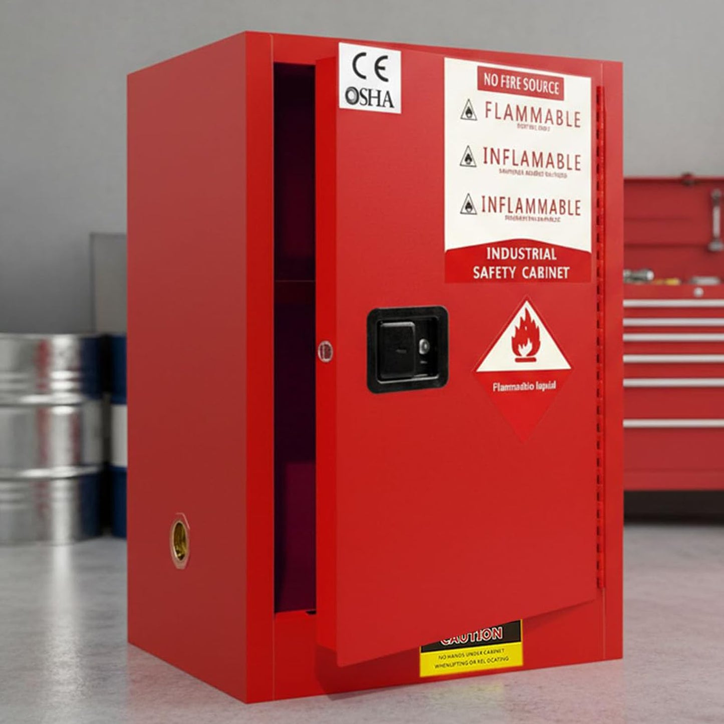 Hazardous Storage Cabinet, 40 Gallon Flammable Storage Cabinet with Adjustable Shelf, Thickened Galvanized Steel Chemical Safety Cabinet for Flammable Liquids, Industrial Use (23"W x 18"D x 35"H)