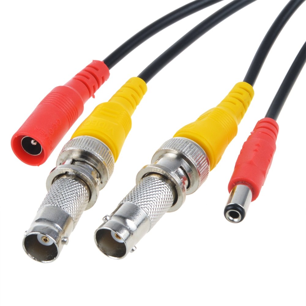 2-Pack 25ft Flashmen HD Video Power Security Camera Cables Pre-Made All-in-One Extension Wire Cord with BNC Connectors