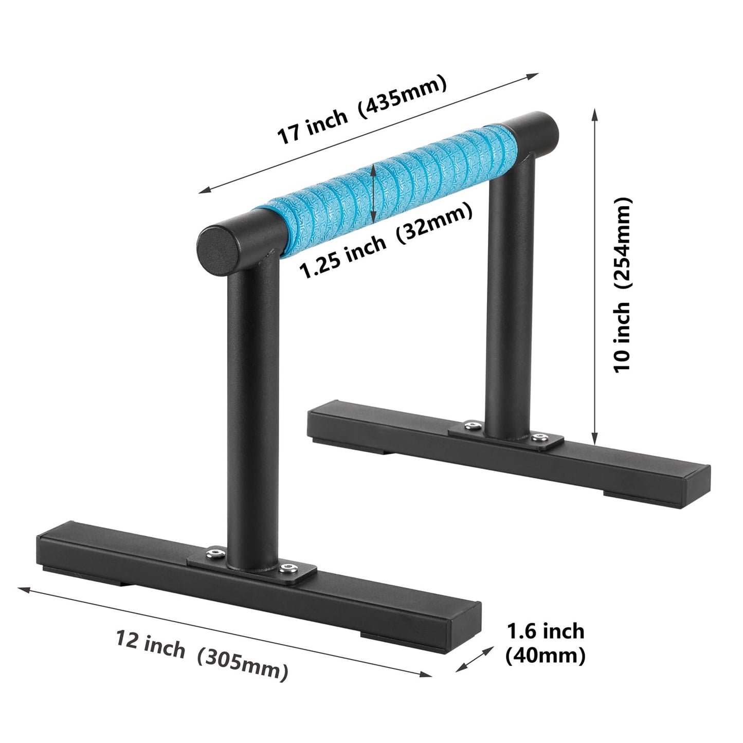 Steel Black Push Up Handles Parallettes Bars for Floor Workout, Anti-slip Calisthenics Gymnastics Bars, Strength Training Pushup Handstand Stands for Home Exercise