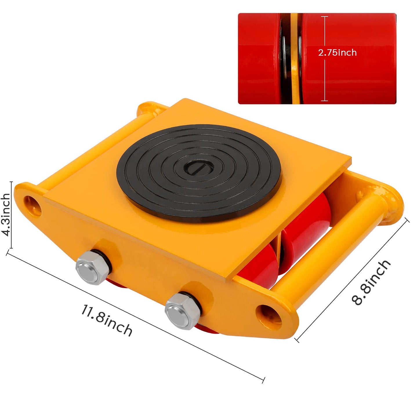 XCFDP Machine Skates, 6T Machinery Skate Dolly, 13200lbs Machinery Moving Skate, Machinery Mover Skate with 360° Rotation Cap, Heavy Duty Machine Dolly Skate for Industrial Moving Equipment