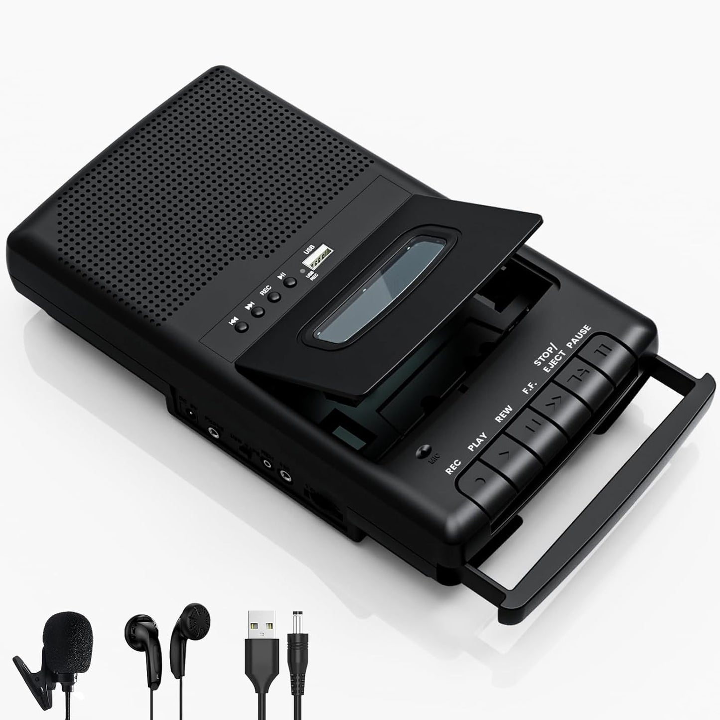 Mersoco Cassette Cassette 3.5MM Portable Player,Digital Recorder Portable Tape Player with Stand-Alone Microphone