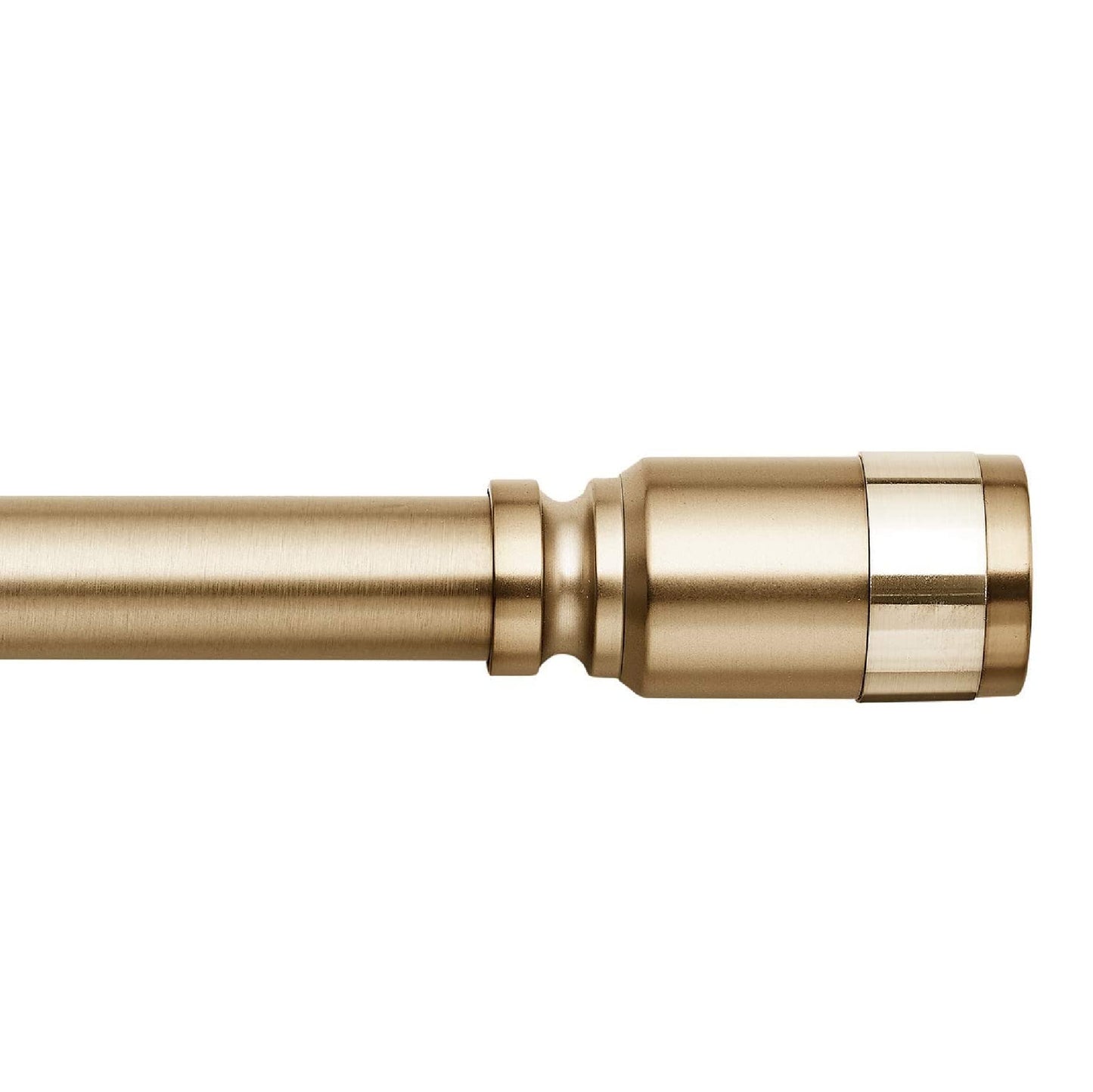 MODE Premium Collection Single Curtain Rod Set with Cylinder finials - 144 to 240 in, Warm Gold