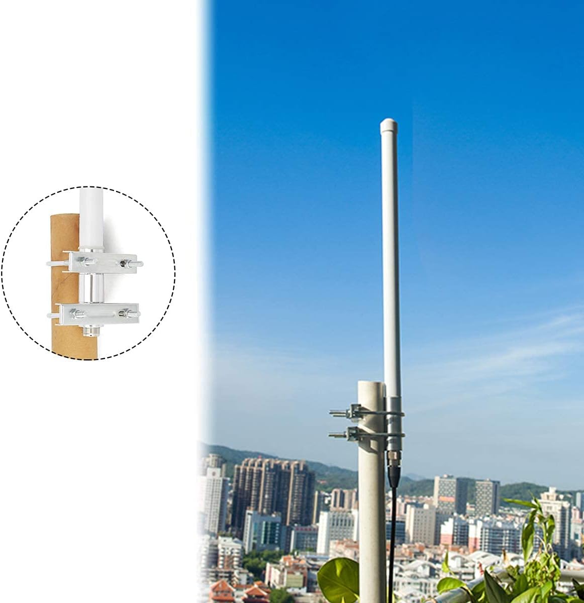 UAYESOK 144/430mhz 17 inches SO239 Dual Band Fiberglass Radio Antenna, UHF VHF Base Antenna, Connector for Base Station