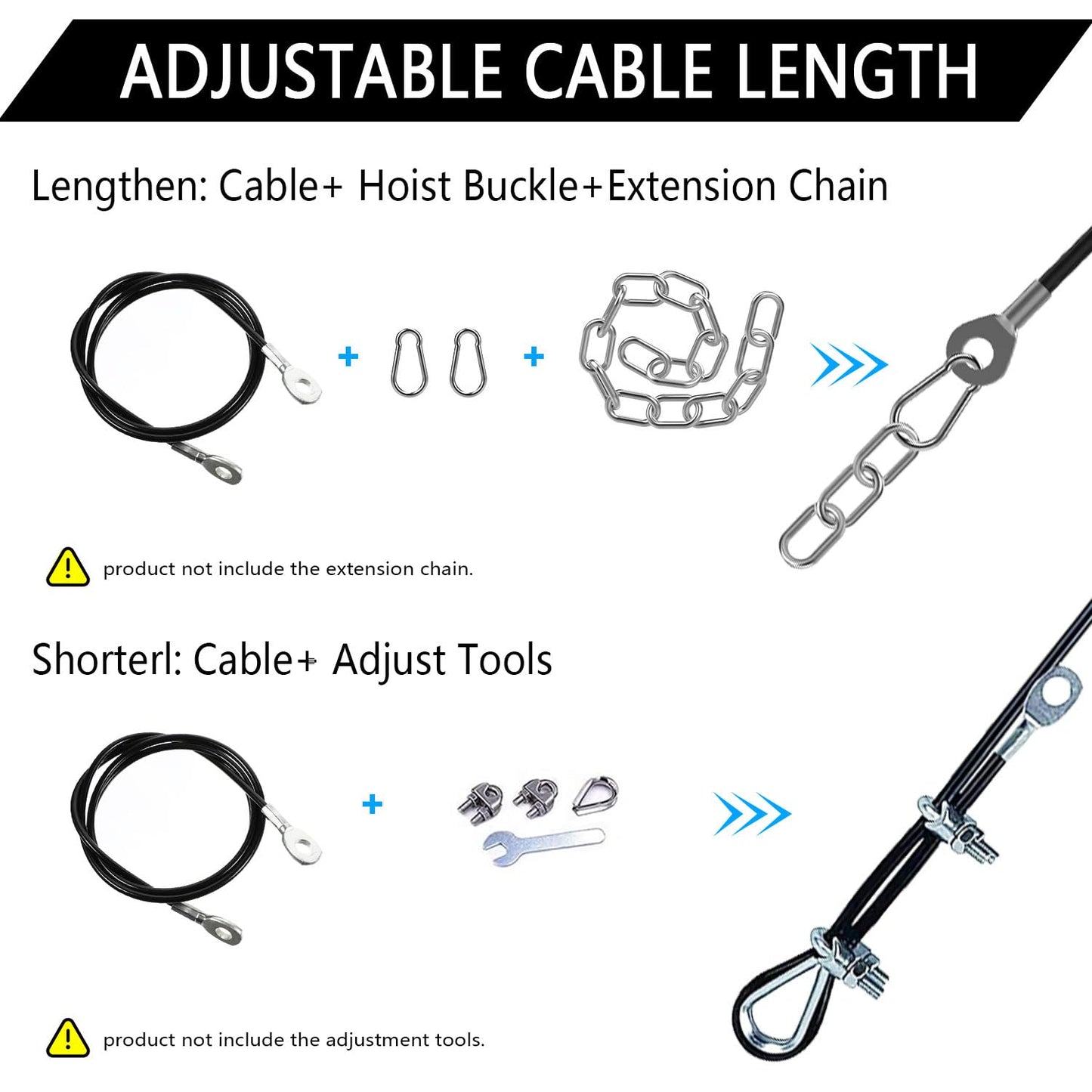 Favuit Fitness Pulley Cable, Gym Replacement Cable, Heavy Duty Steel Wire Rope, Black, 59in