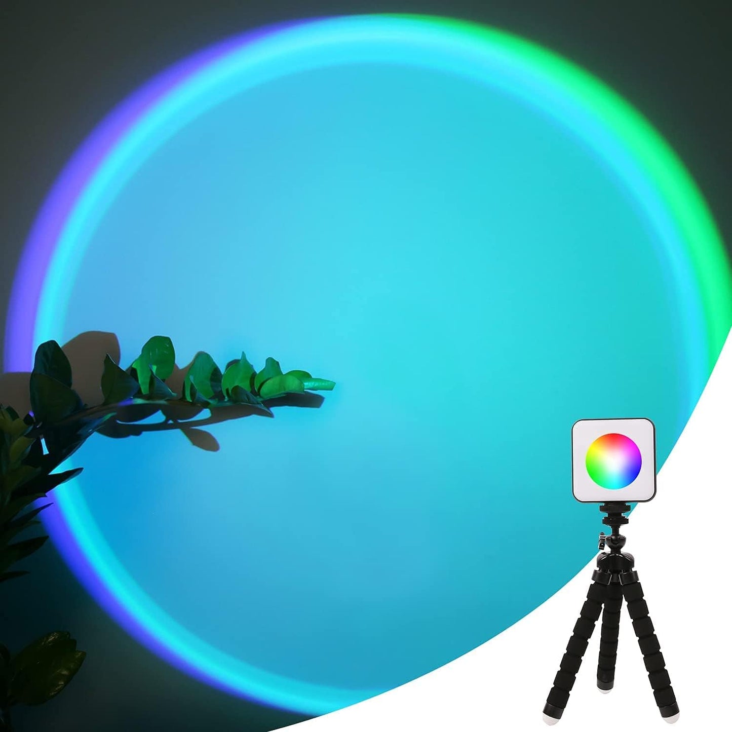Sunset 360 Full-Color2000mAh Projection Lamp, RGB Video Light, LED Camera Light Rechargable, Magnet Adsorption, Night