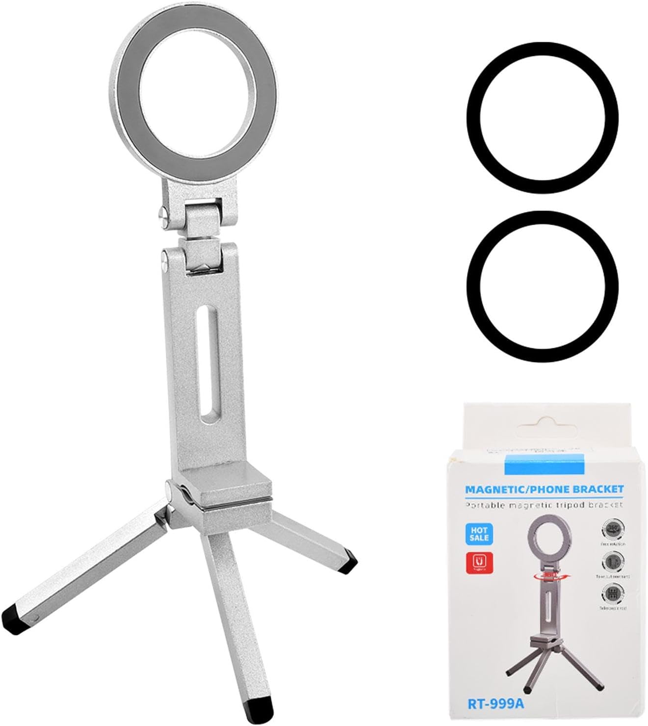 Axrivonte Phone,360 Phones(Silver,Size:19 16cm) Magnetic Tripod for Rotating Phone Tripod