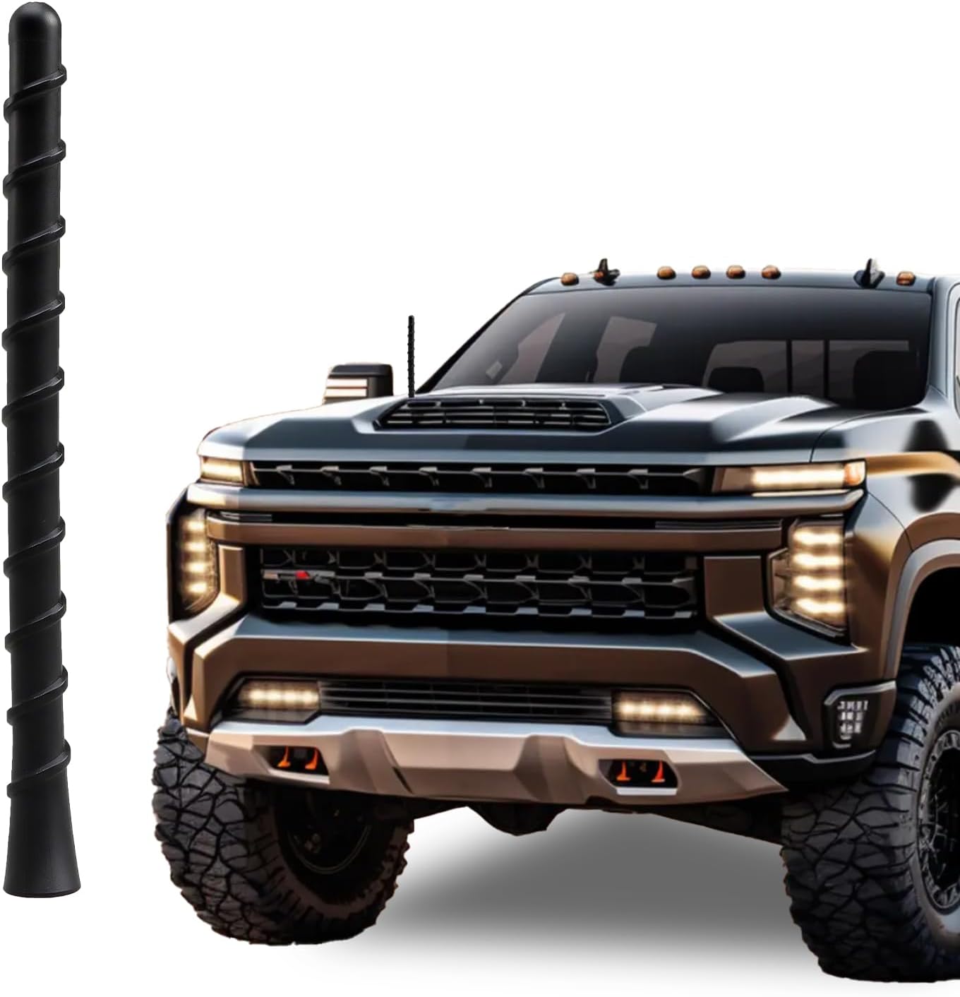 LQYLMY 7" 1500 2006-2025, Upgraded Spiral AntennaShort Radio Antenna Mast Compatible with Chevrolet Silverado Car Wash