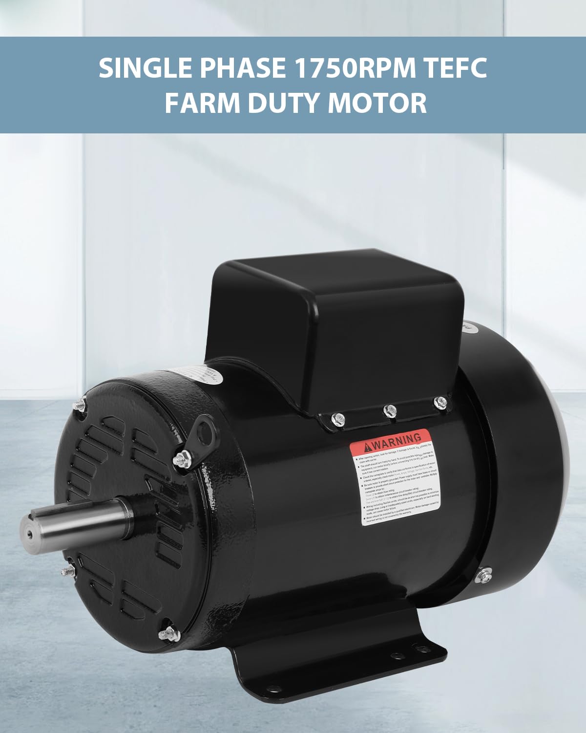 Electric Motor 3HP, 1750RPM Farm Duty Motor, Single Phase Motor 4 Pole 1-1/8"Shaft Diameter 184T CW/CCW TEFC IP55 60HZ