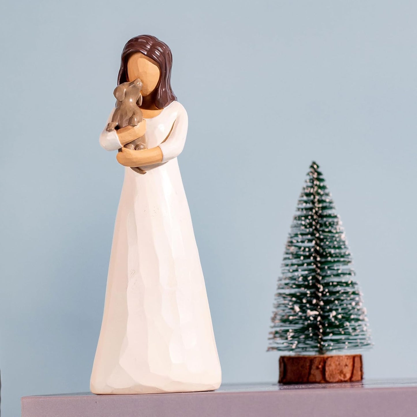 Skiennix Dog Memorial Gifts - Hand-Painted Resin Figurine | Girl Hugging Dog Statue with Gift Box