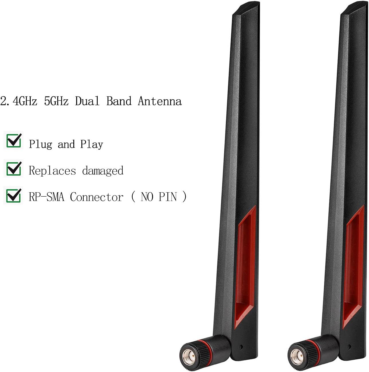Superbat 2.4GHz 5GHz 5.8GHz 4pcs WiFi Antenna with RP-SMA Male Connector, Dual Band Antenna for PCI-E WiFi Network Card
