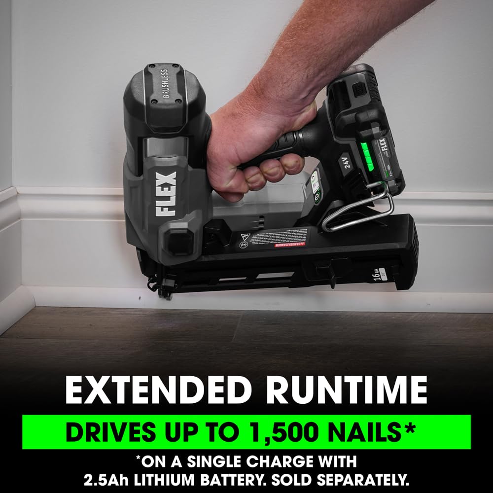 FLEX 24V Brushless Cordless 16 Gauge 1-1/4-inch to 2-1/2-inch Angled Finish Nailer Tool Only, Battery and Charger Not Included - FX4321A-Z