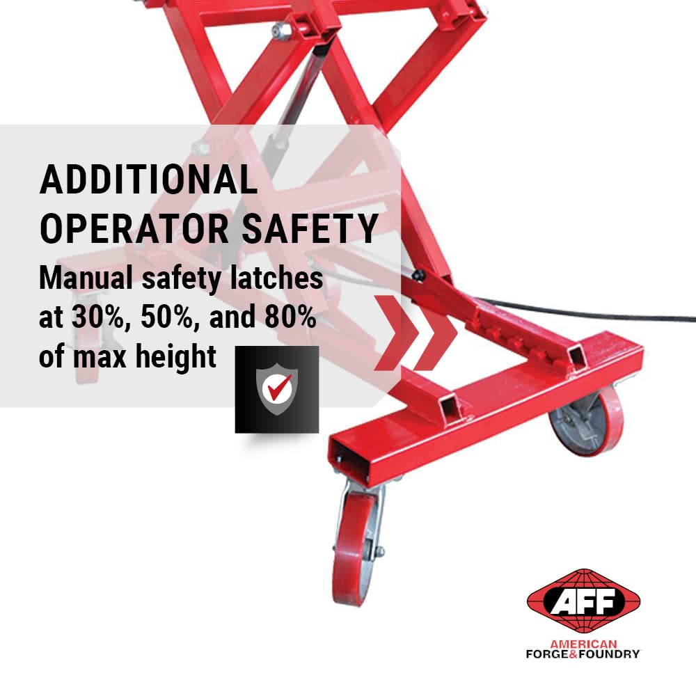 AFF Powertrain Lift Table - Air Assist Work Table with Scissor Lift Design - for Transmissions, Fuel Tanks, Engines, Transaxles, Large Electric Vehicle Batteries - 2,500 lbs Capacity