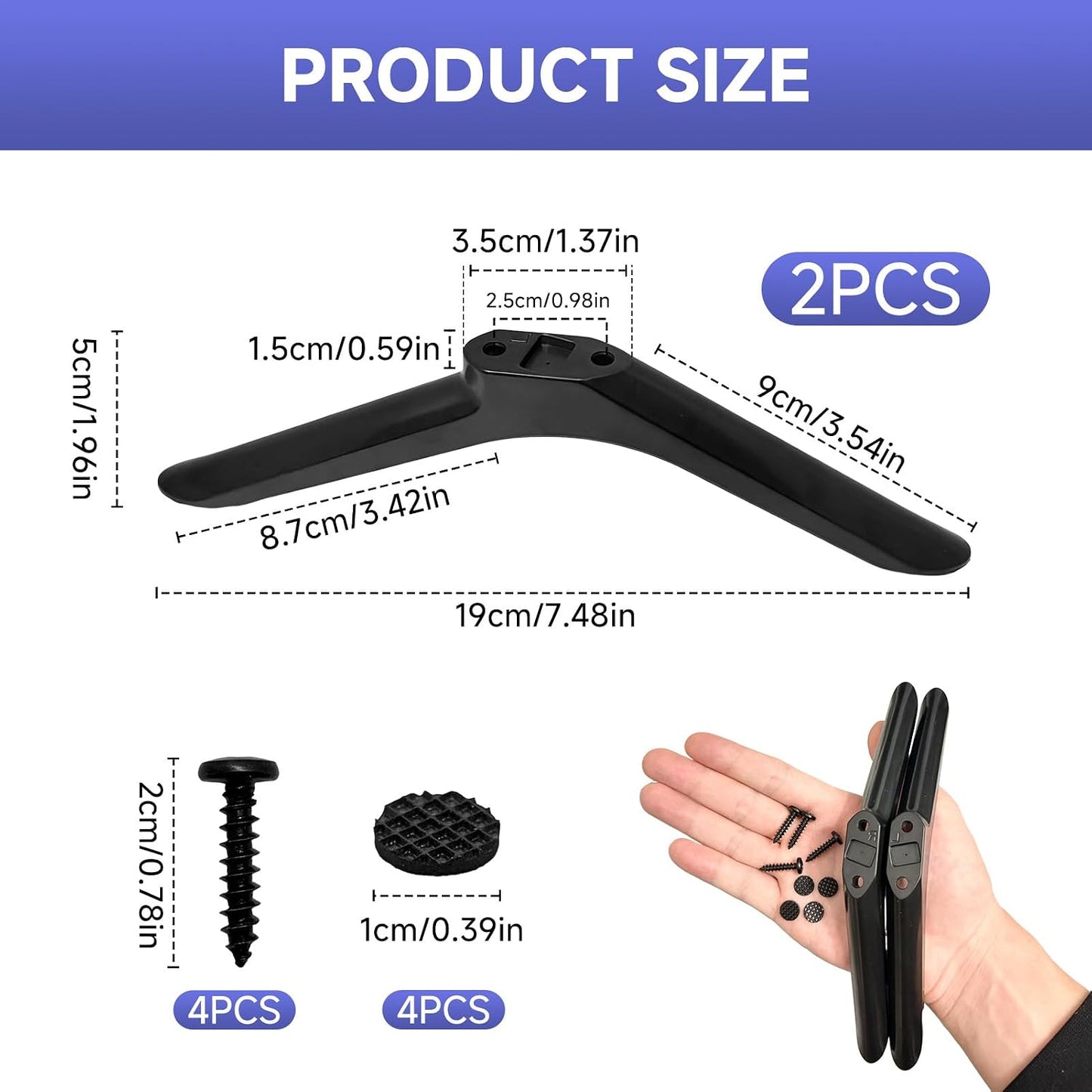 1Pair 32 Inch, Universal TV Stand Legs Replacement TV Feet for Samsung with Screws, Universal Legs Replacement