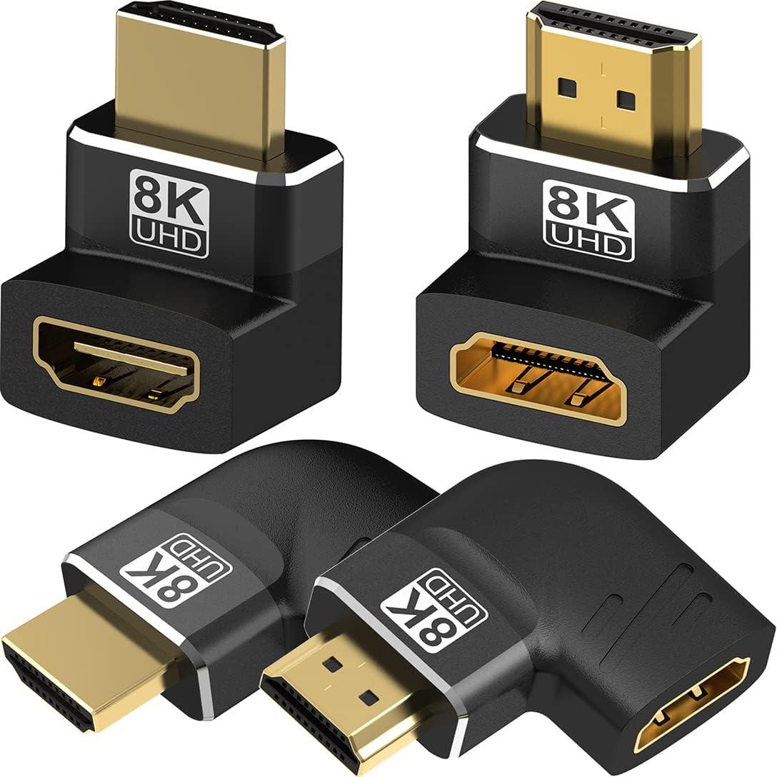 Warmstor 4 Pack 8K 2.1 90 270 8K@60Hz,4K@120Hz,HDR,eARC PS4 PS5 HDMI Male to Female Adapter Connector Up Down Left