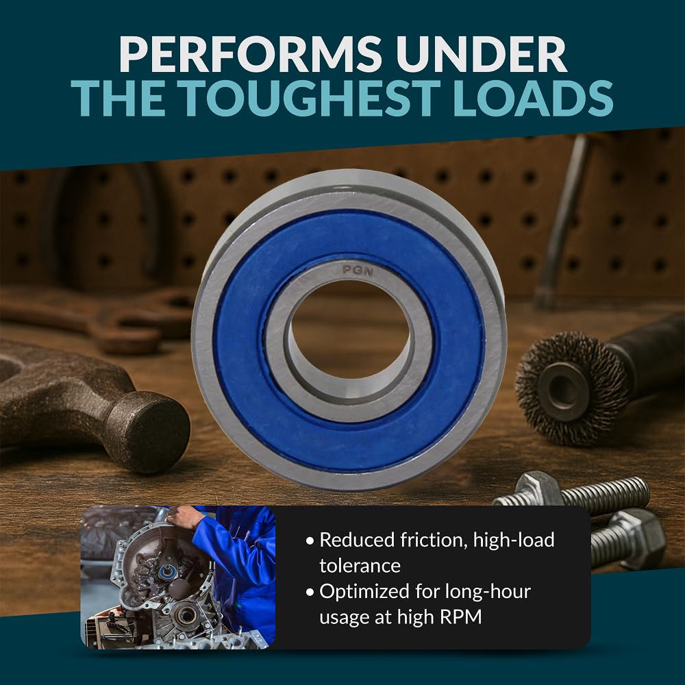 PGN (10 Pack) 6206-2RS Bearing - Lubricated Chrome Steel Sealed Ball Bearing - 30x62x16mm Bearings with Rubber Seal & High RPM Support