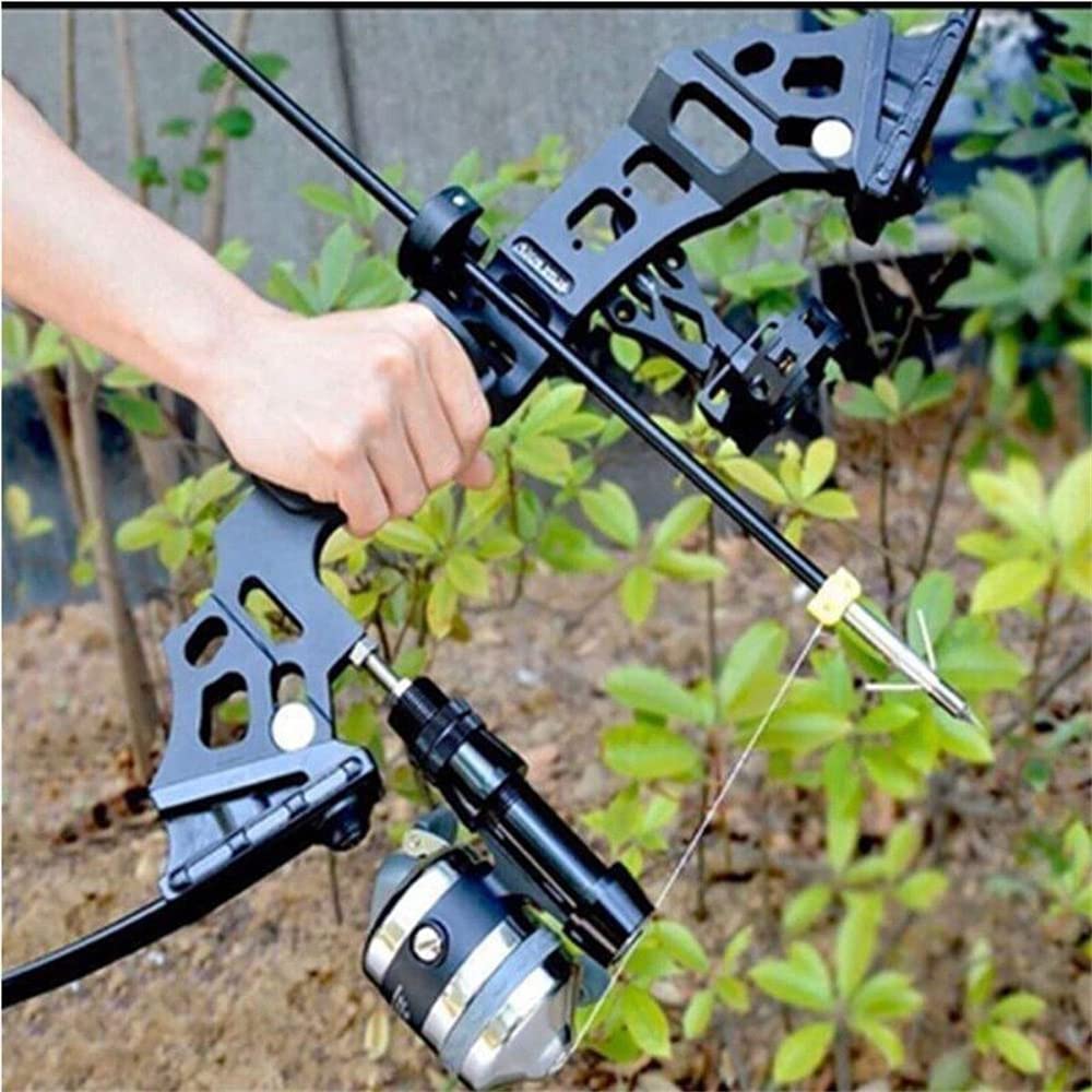 50" Recurve Bowfishing Kit 40lbs Bowfishing Bow with Reel Kits Archery Straight Bow Right Handed for Outdoor Hunting Fishing (Silver)