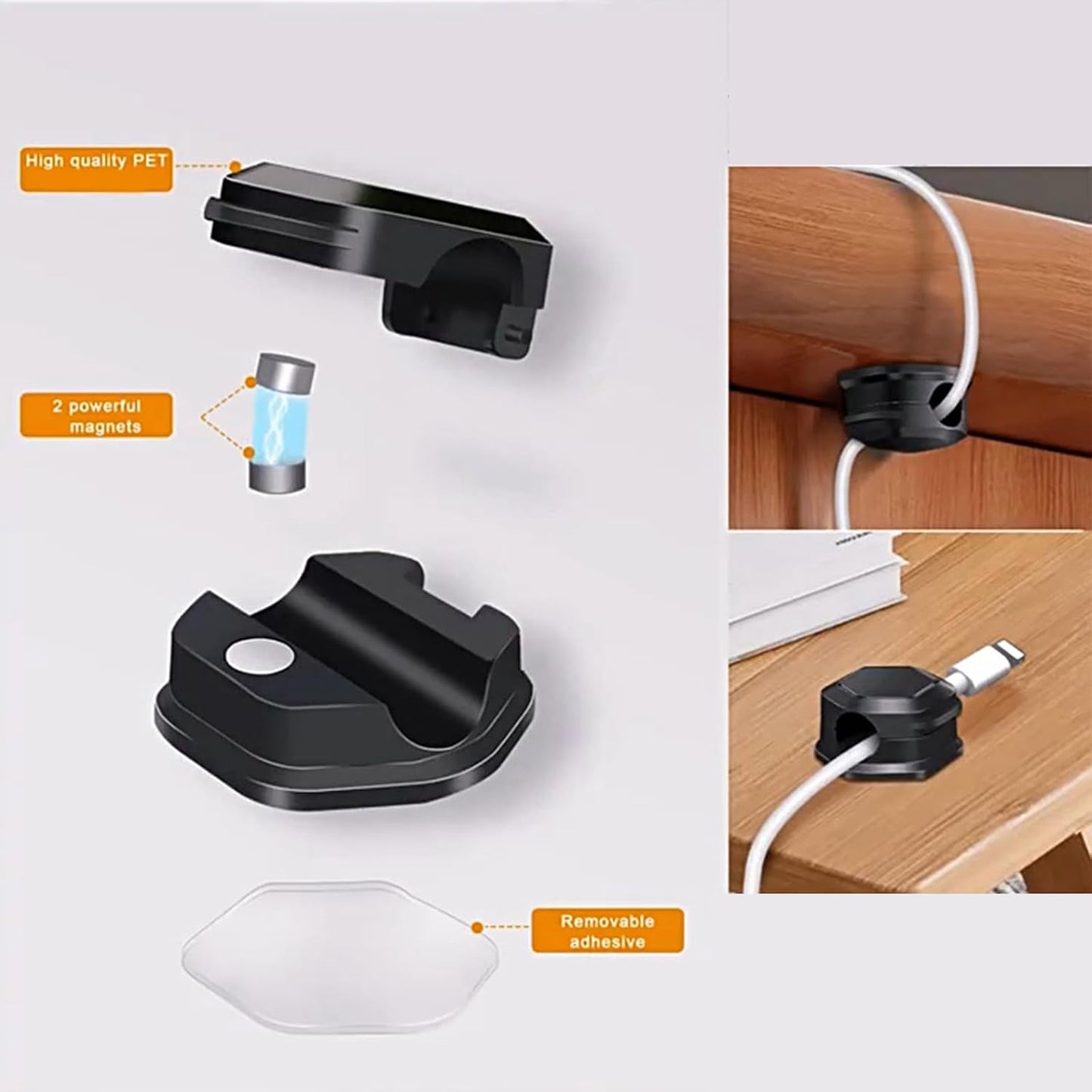 Arecobticy Cord Clip Desktop Cable Organizers for Desk Nightstands and Various Electronic Devices Desk Cord Holder