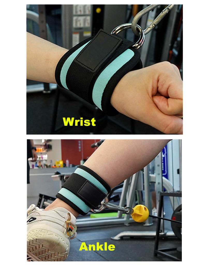 Aacehlh Ankle Strap for Cable Machine,1 Pair Adjustable Neoprene Padded Ankle Cuff for Leg Extensions,Glute Workouts,Gym for Women and Men (Blue)