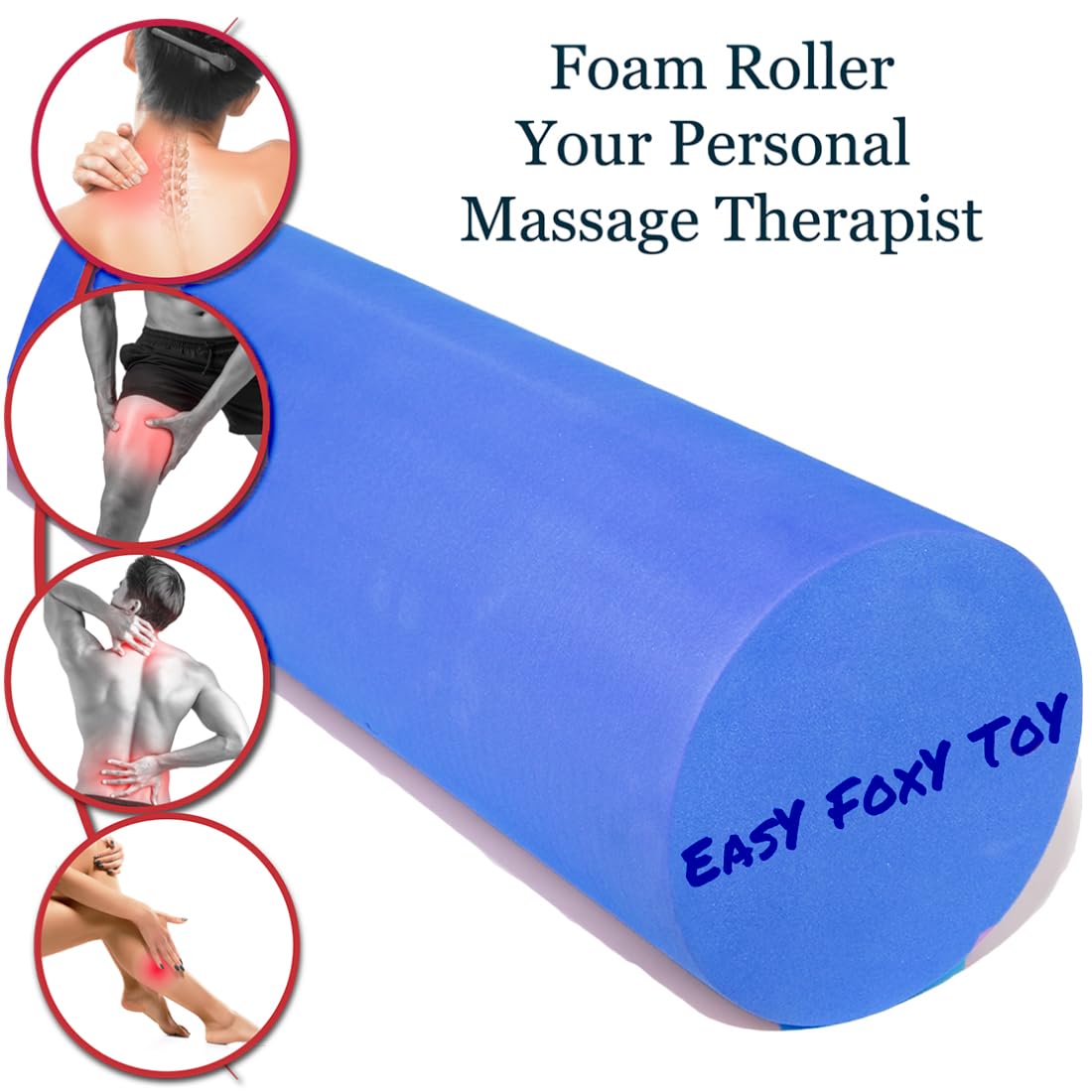 Foam Roller Back Leg Muscle Pain - Small Size Hard Density EVA Muscle Recovery Roll Ø3.75"x18" for Physical Therapy, Helps as Spine Cracker Stretcher