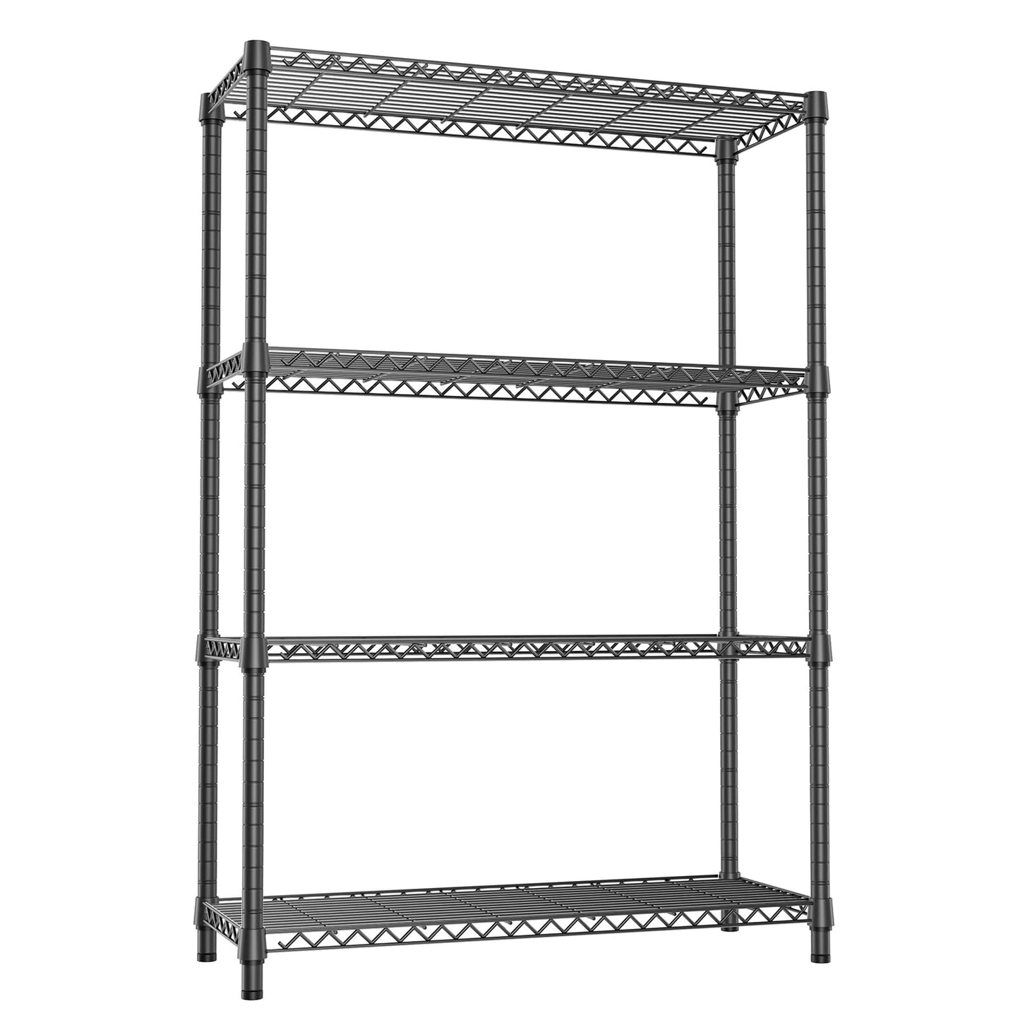 IZEUK 4-Tier Adjustable Wire Shelving Unit, Metal Storage Rack for Kitchen, Bathroom, Pantry, Office & Garage Organization, 1000 lbs Capacity, Black, 15.8" D x 45.8" W x 59.4" H