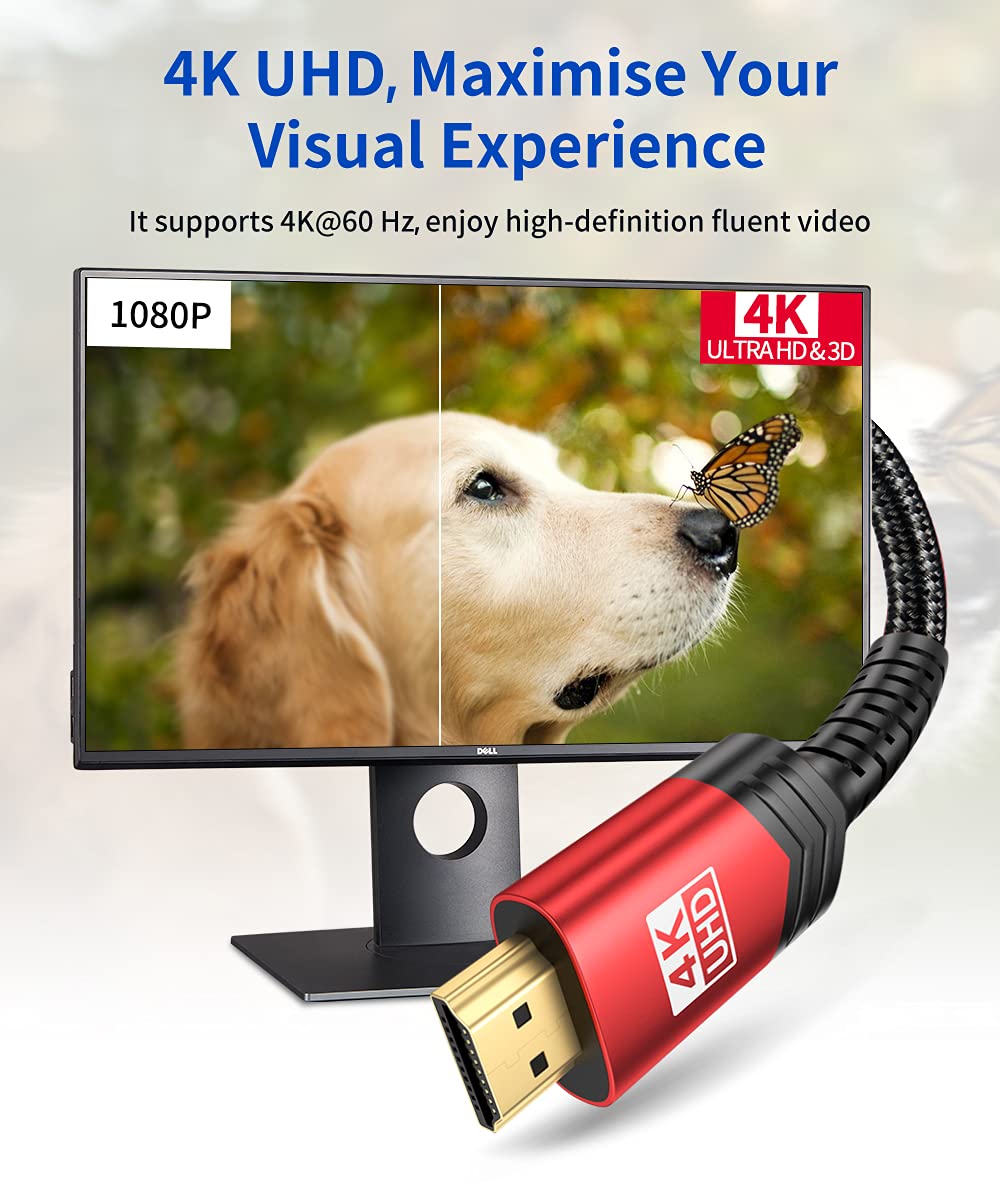 4K 2 Pack 15ft, 18Gbps 2.0 4K 60Hz 2K 1440P 144Hz, 1080p, 2.2, 3D, PS5 PS4 JSAUX Long HDMI Cable High Speed HDMI