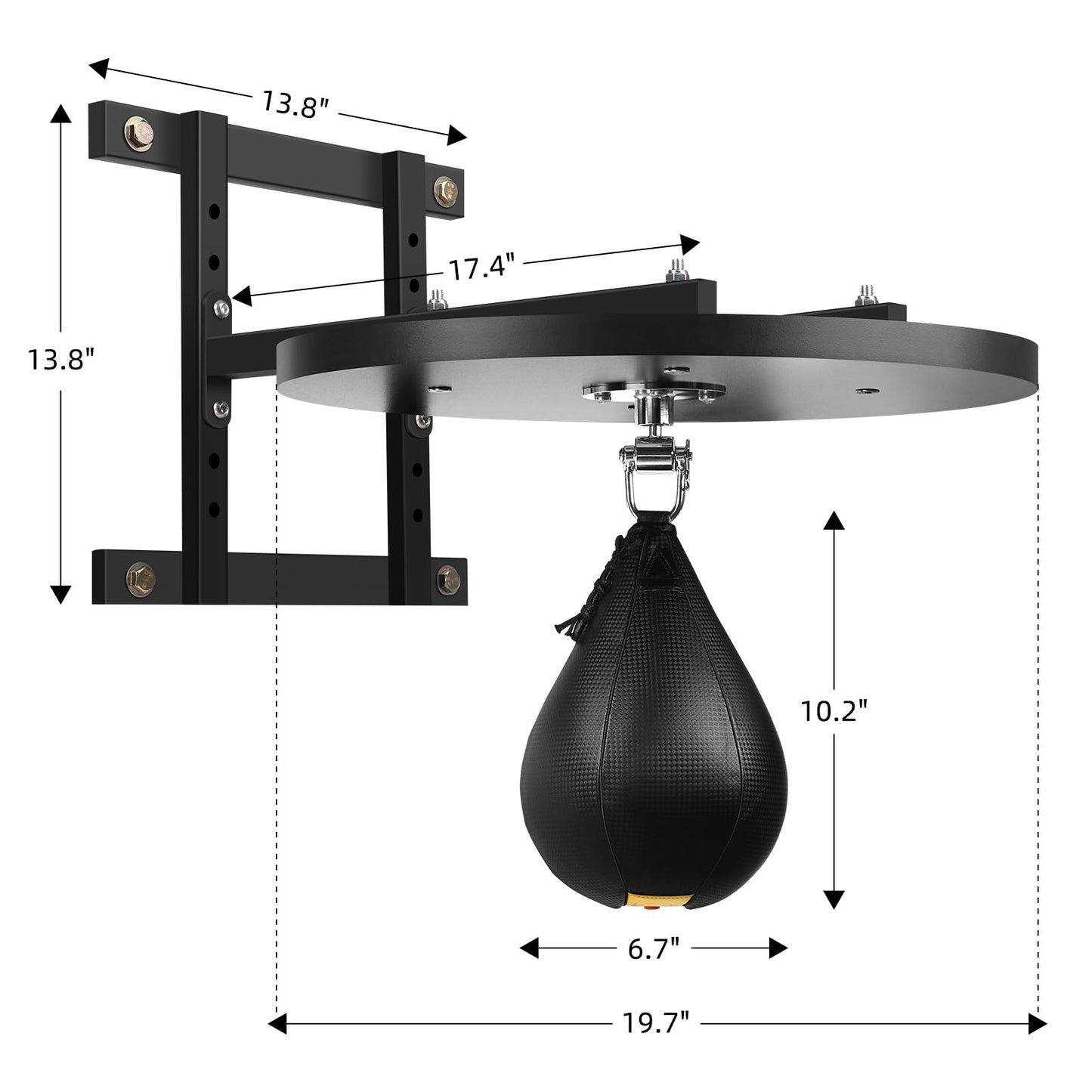 WYGVNR Adjustable Speed Bag Platform Kit with Speed Punching Bag & Professional Speed Bag Swivel for Boxing Training, Exercise, Fitness (Engineered Wood)