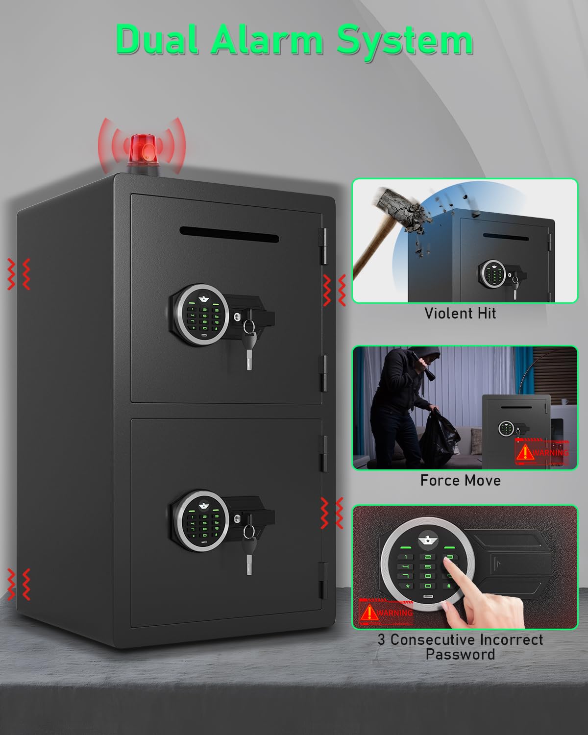 Omethey 5.0 Cu ft Extra Large Safe Fireproof Waterproof, Digital Security Safe Box with Deposit Slot & Metal Storage Box with Backlit Keypad & Dual Alarm for Home Office