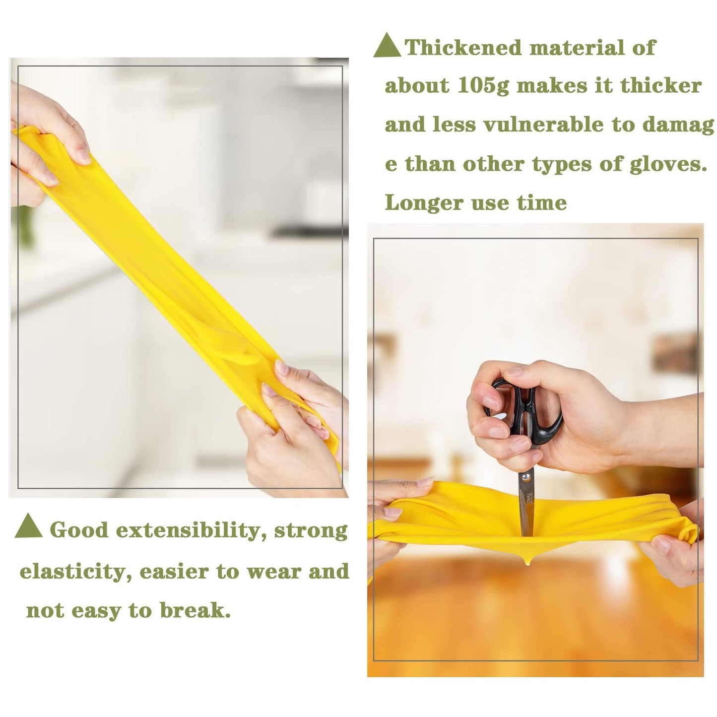 Vsootal 8 Pairs Reusable Household Cleaning Gloves, Rubber Kitchen Dishwashing Gloves,Extra Thickness, Long Sleeves, for Washing Dishes, Pet Care(X-Large, Yellow)