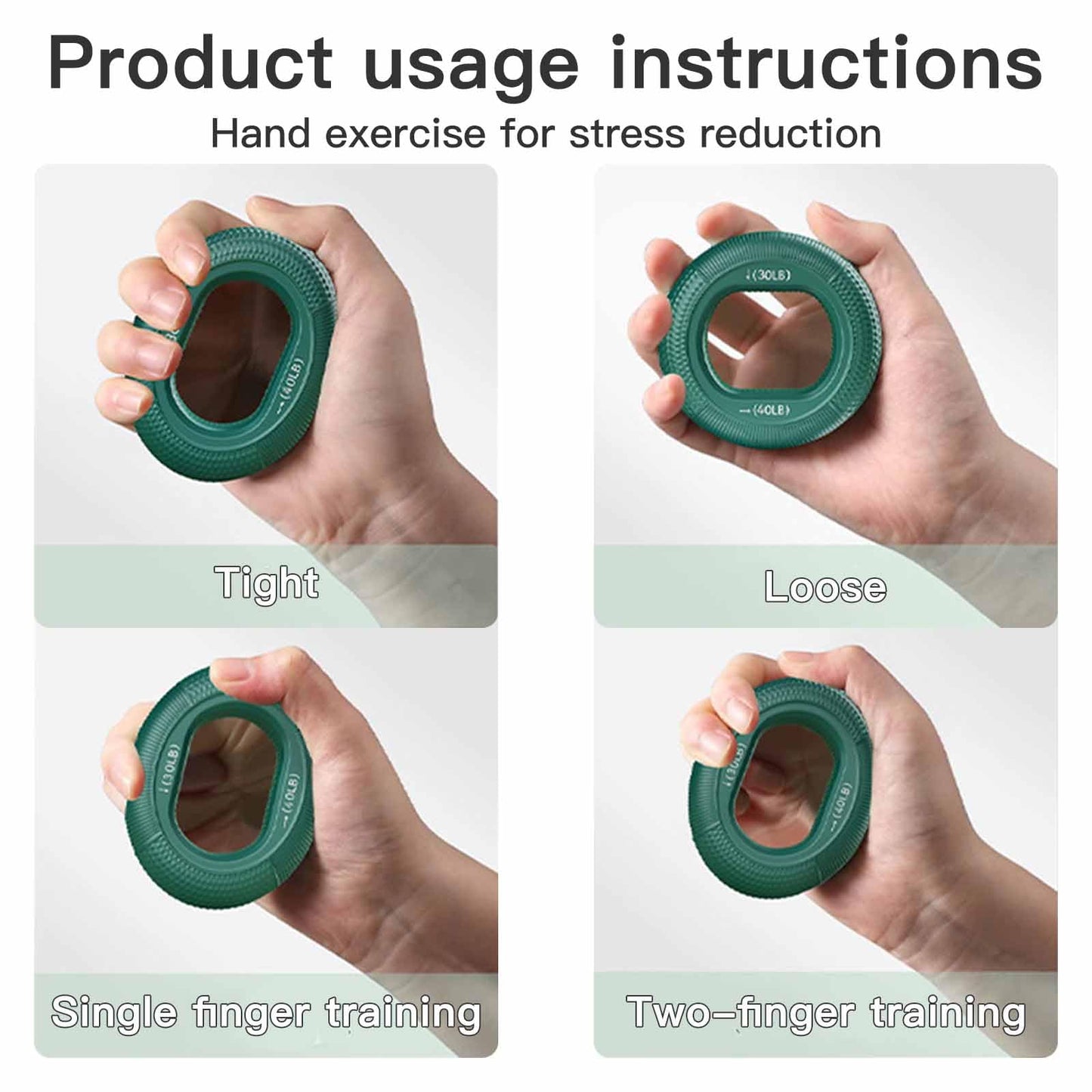 Grip Strength Trainer (30-80lbs) - 6 Resistance Levels, 3PCS Silicone Hand Grip Strengthener Rings for Rock Climbing, Athletes, Finger Workout & Stress Relief - Double Force Design (3 colors)